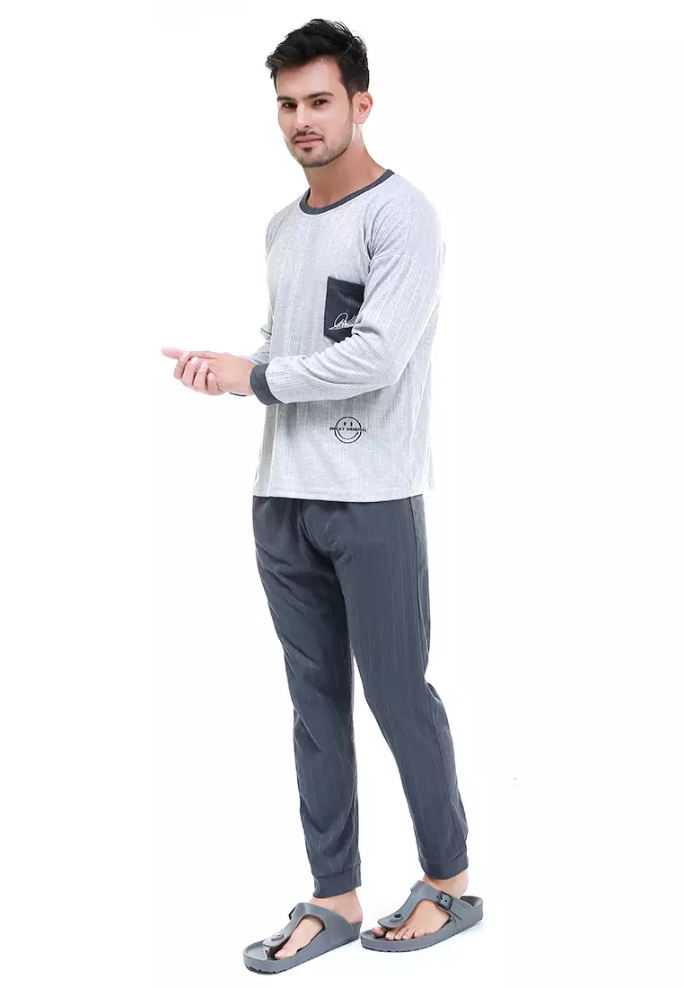 Klicin Setelan Baju Tidur Piyama Pria Briliant One Set Sleepwear Pajamas Material Fabric ORIGINAL