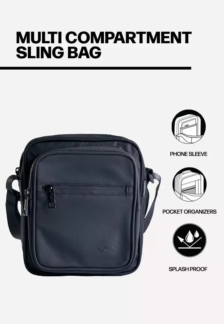 Multi Compartment Water Repellent Sling Bag