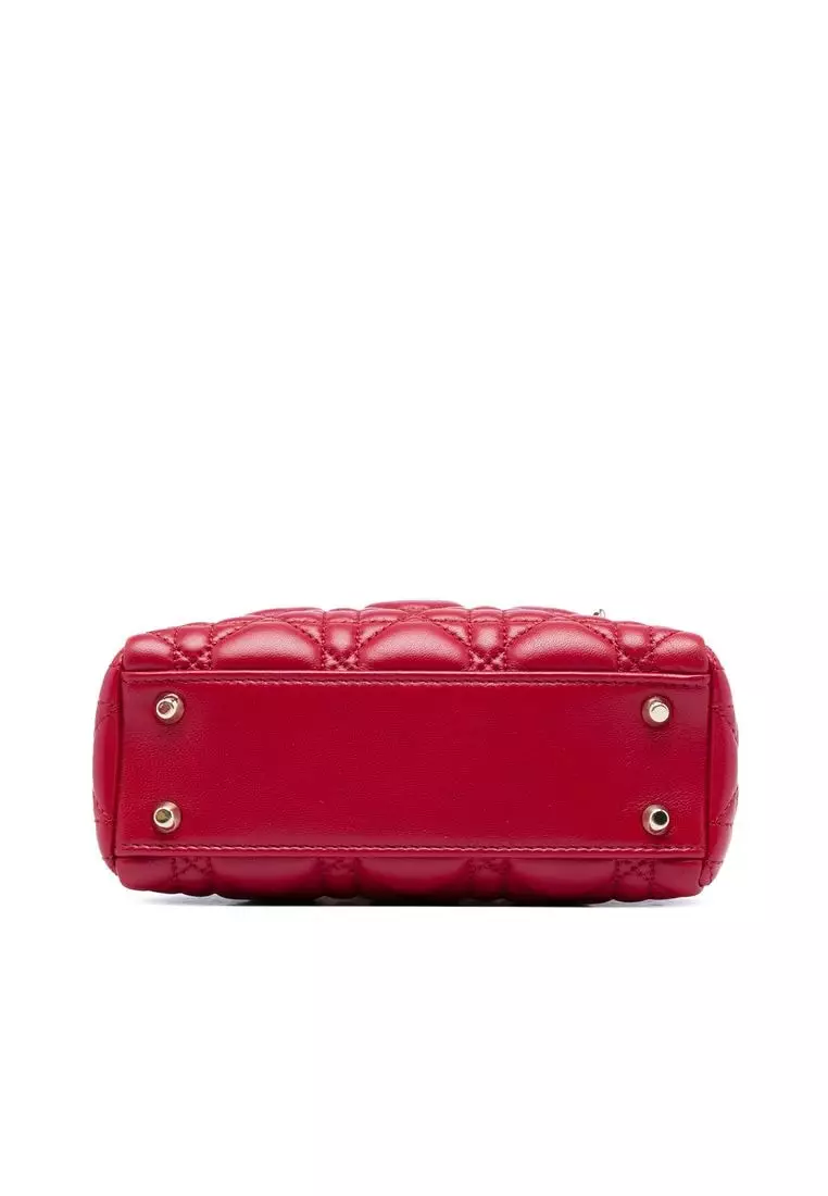 Pre-Loved Dior Mini Lambskin Cannage Lady Dior