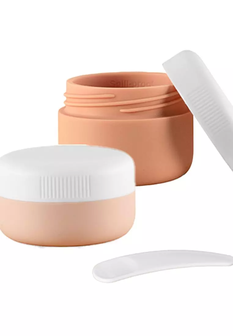 Crossing Silicone Leak Proof TSA Approved Travel Size Cream Jar 30/40 ml (2 Pack)  L.Orange/Orange