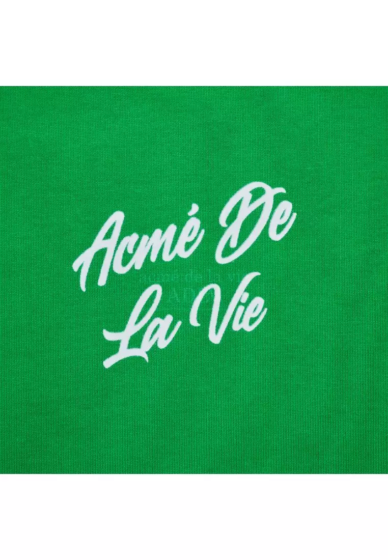 Script Logo Printing Short Sleeve T-Shirt Green