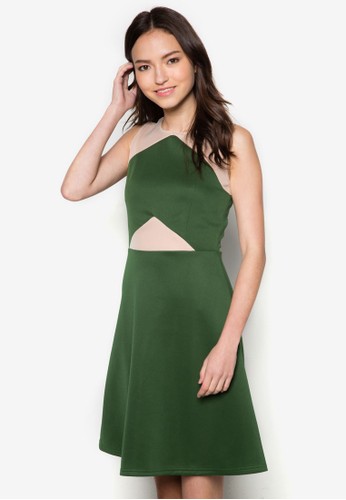 Mirazalora時尚購物網的koumi kouminda 撞色奢華傘擺洋裝, 服飾, 洋裝