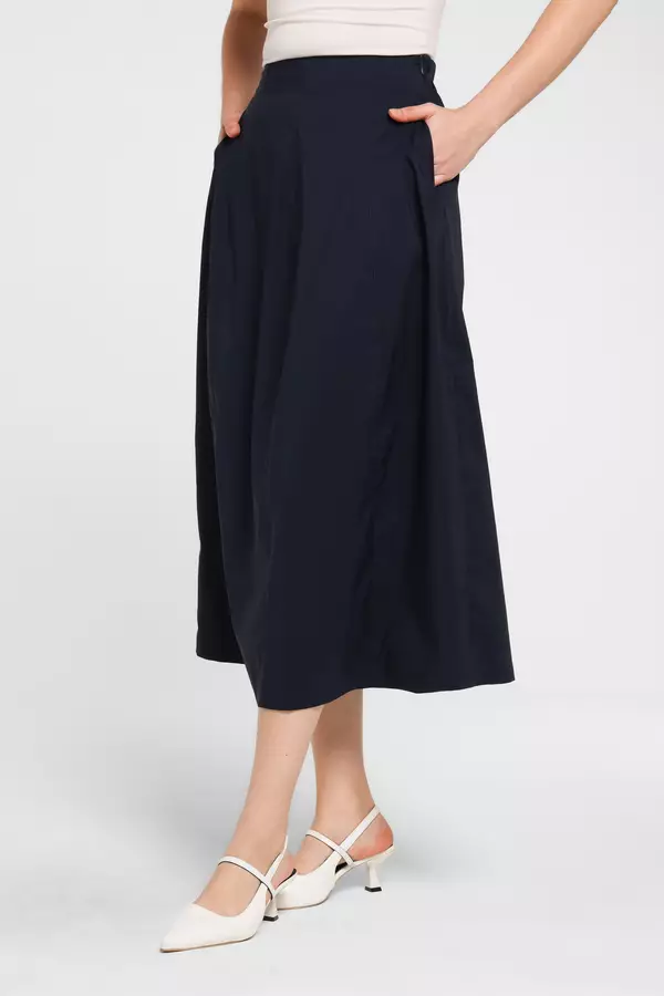 MINIMAL - Narala - Rok Midi - Navy Dark Warna Navy_Dark