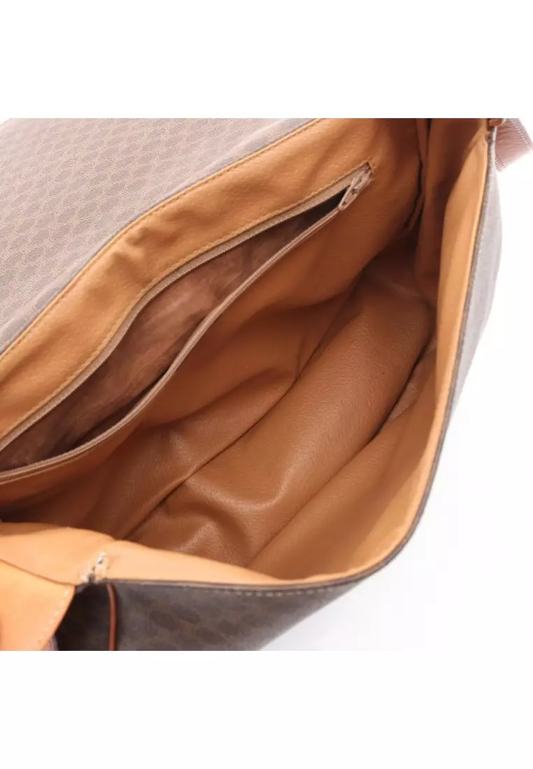 Pre-Loved Celine Macadam Shoulder bag PVC leather Dark brown Brown