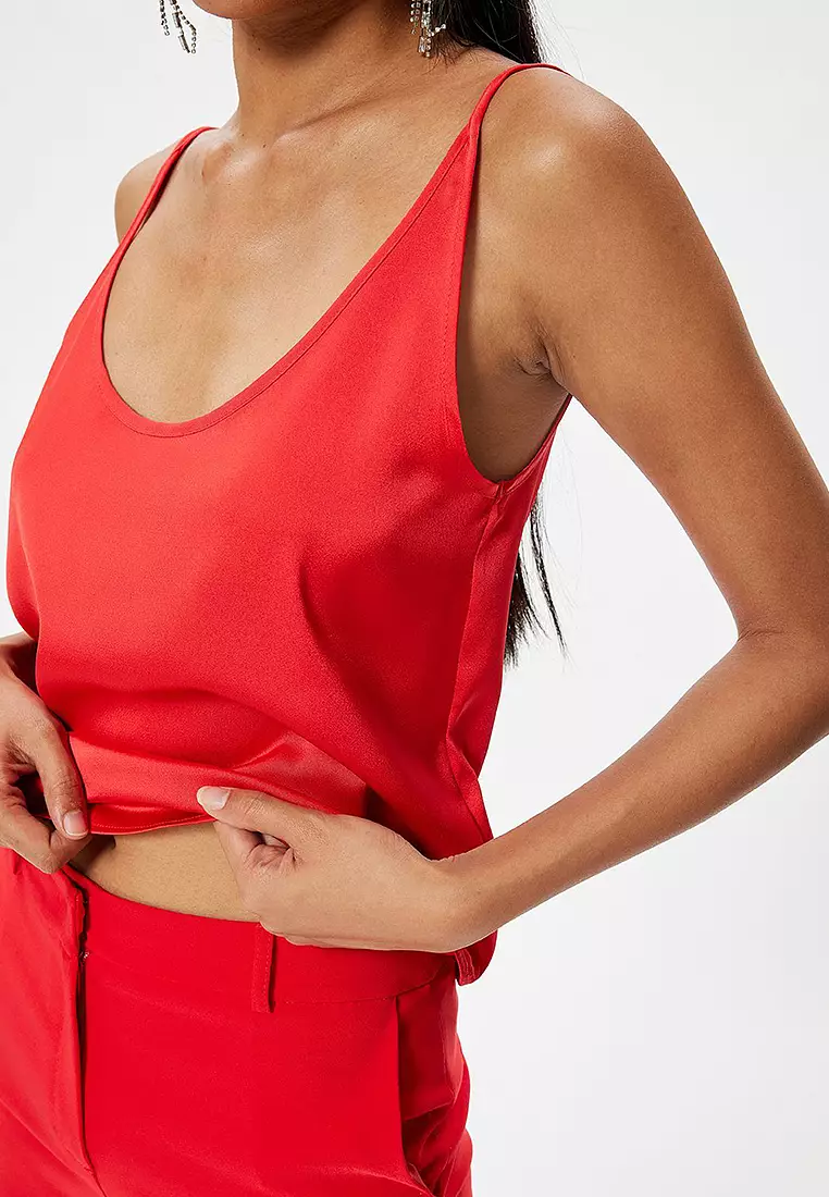 SHEIN Privé Shoulder Pad Sleeveless Shirt | SHEIN A