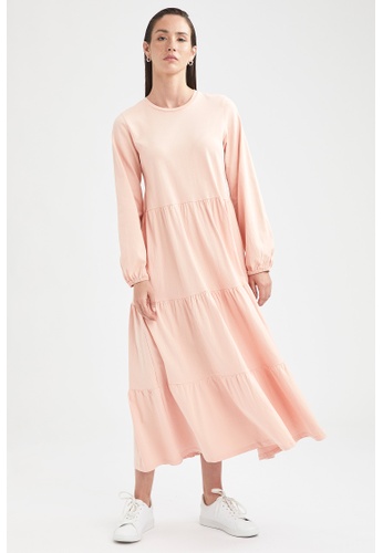 DeFacto 粉紅色 Long Sleeve Maxi Dress 09801AA01E807EGS_1