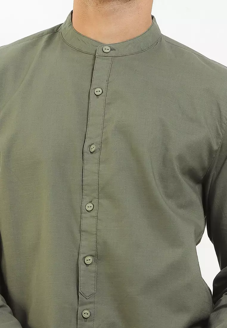 TRIPLE Kemeja Panjang Slim Fit (LS MC 448) - Olive