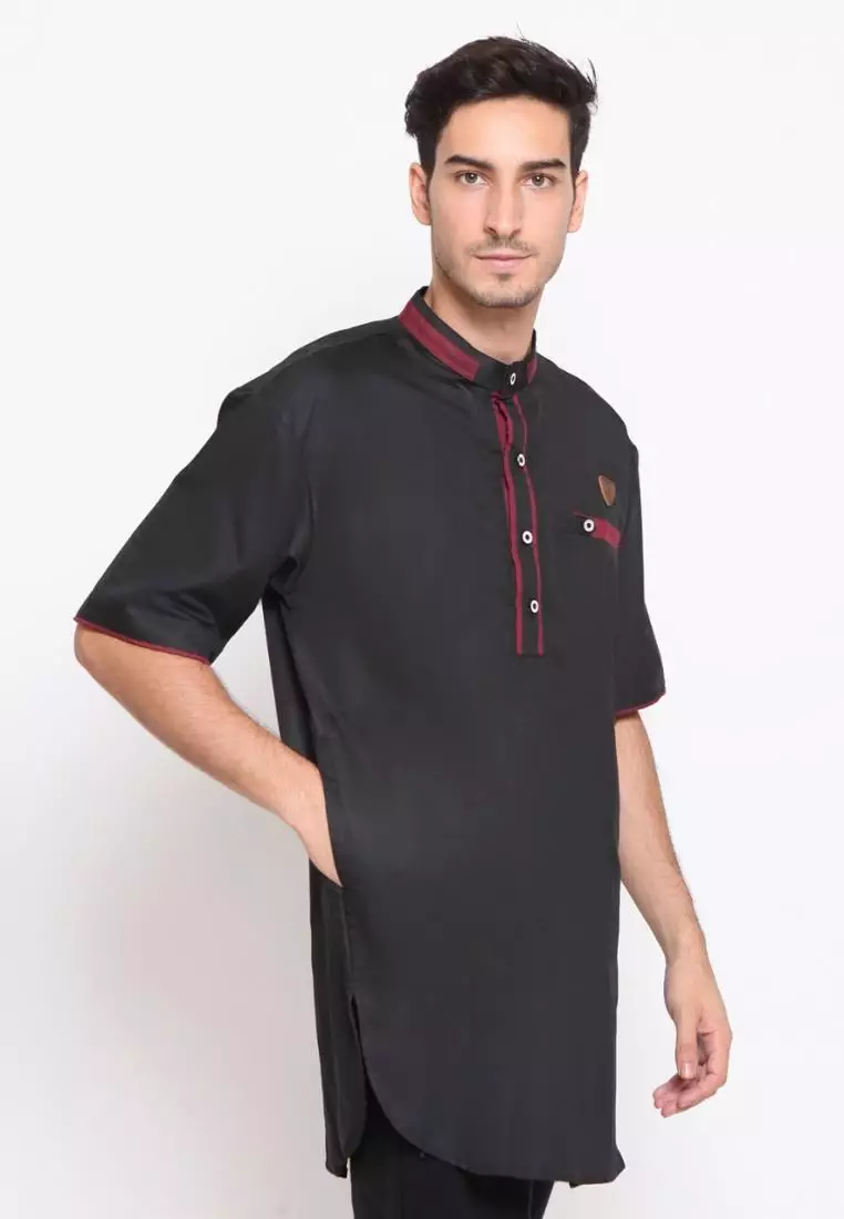 Zayidan Baju Koko Gamis Muslim Pria Izzul - Hitam