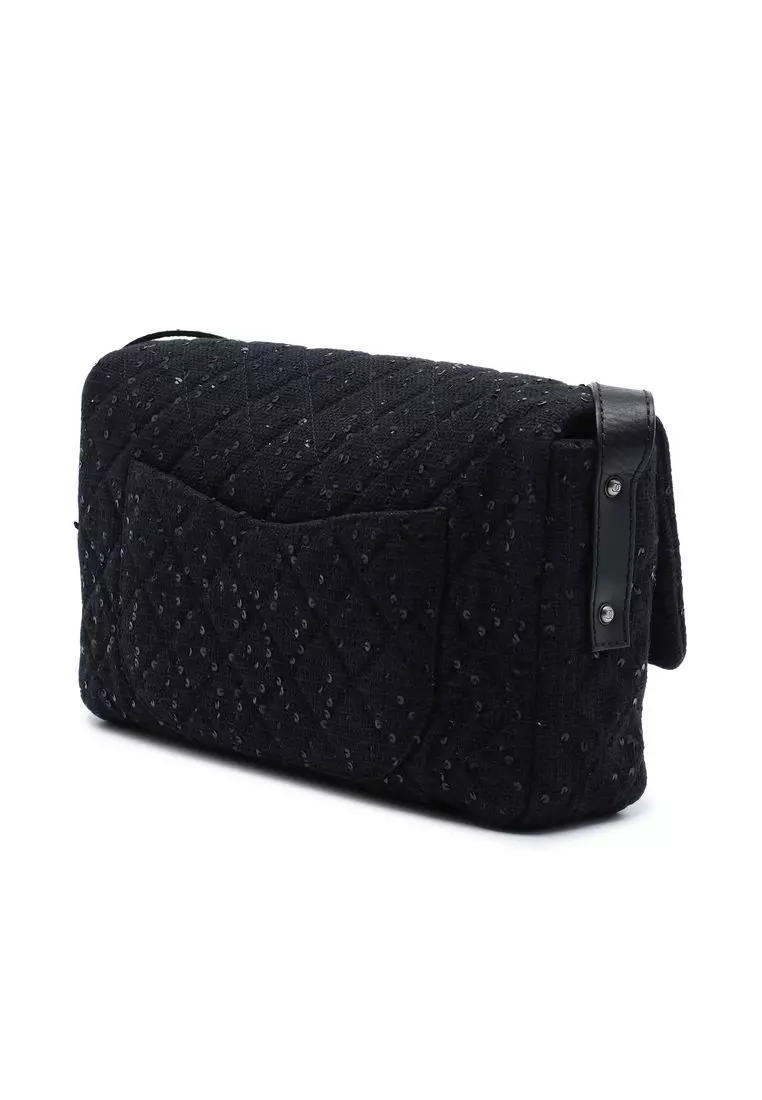 Pre-Loved Chanel Jumbo Sequin Embellished Quilted Tweed Reissue 2.55 Messenger Flap