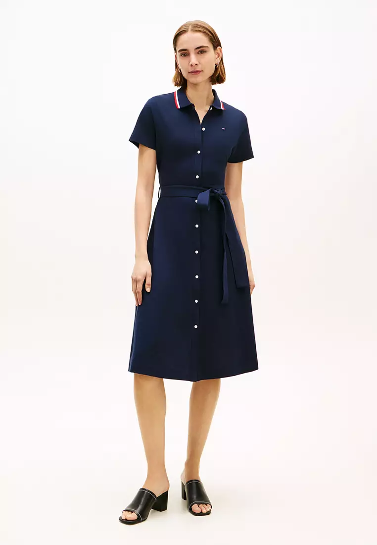 fit and flare polo dress Tommy Hilfiger Women's IM AF Cotton Midi Fit & Flare Polo Dress main image 1