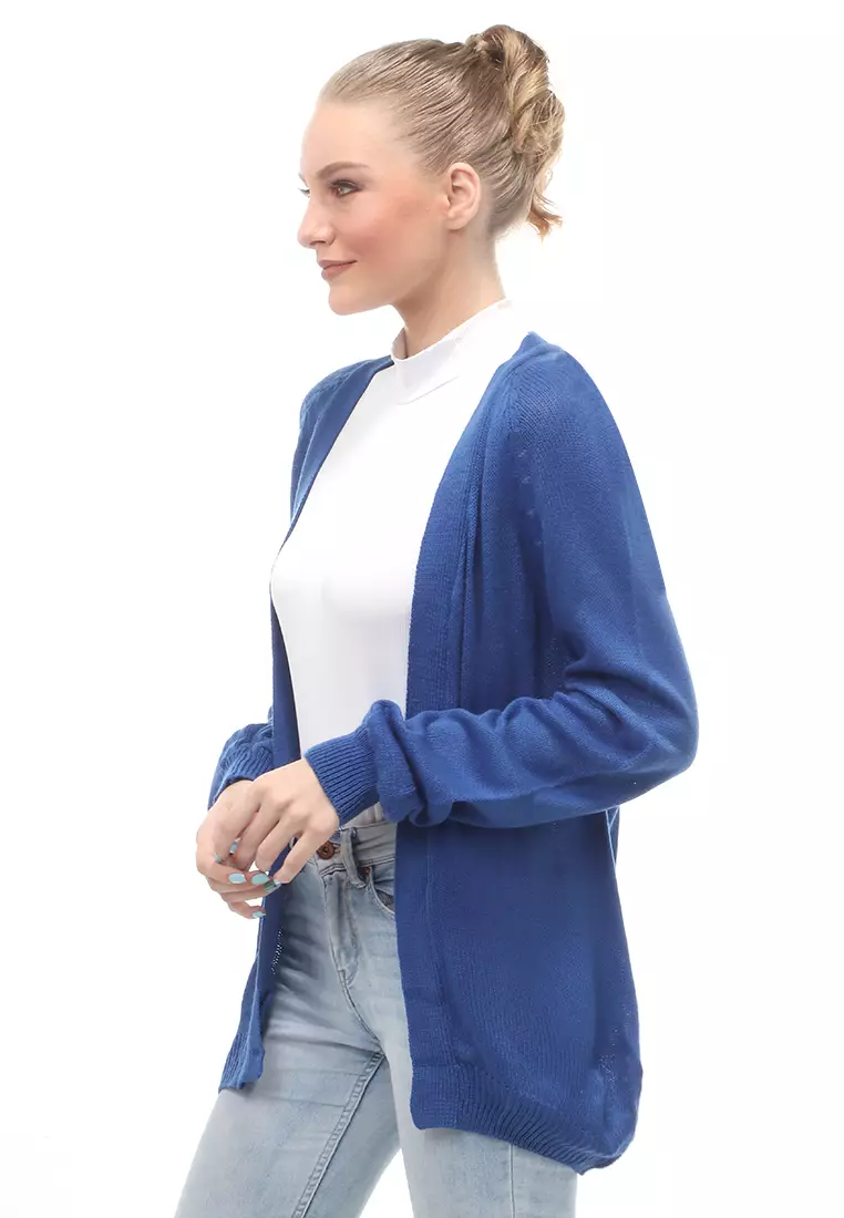 Cardigan Fashion Wanita Loose Fit Design Kasual Premium Quality - Blue
