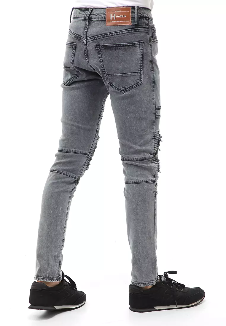 Locko Long Pants Celana Panjang Ripped Jeans Pria Material Denim ORIGINAL - Gray Acid