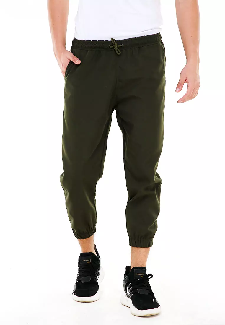 Locko Celana Panjang Sirwal Pria Simple Plain Casual Long Pants Material Baby Canvas ORIGINAL - Army Green