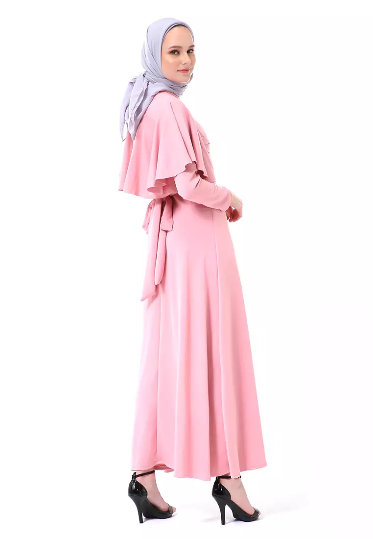 Zeta Dress Fashion Muslimah Wanita Long Sleeve Style Basic Relaxed Fit - Pink
