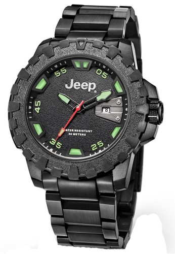 Jeep Wrangler Series JPW61402 Multifunction Watch Black Green Black Stainless Steel