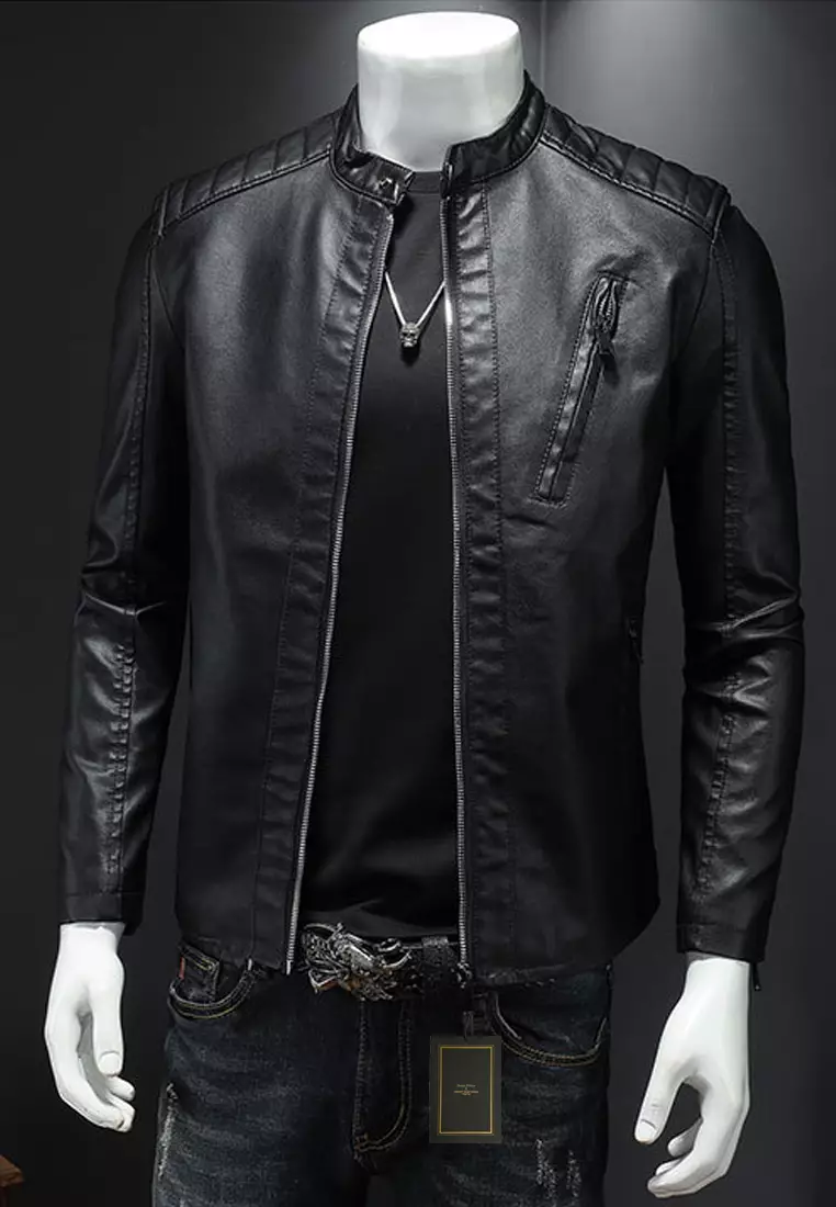 Slim Faux Leather Jacket MJ601