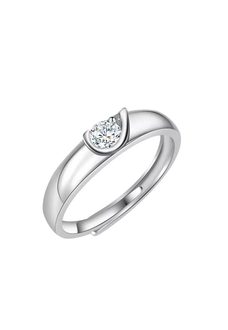 Berlian Moissanite De Giselle Couple Ring [GRA CERTIFICATE MOISSANITE DIAMOND] - Cincin 0.2ct x 2  Moissanite Diamond 925 Silver Celesta by Her Jewellery