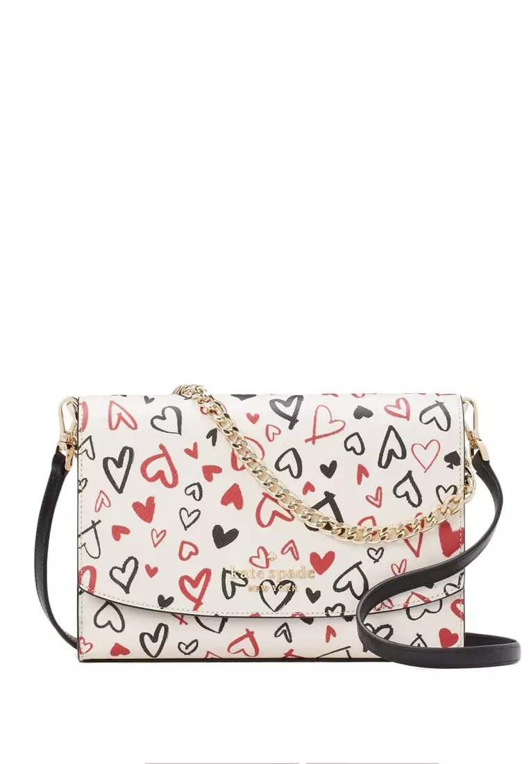 NEW Kate Spade Cream Multi Carson Convertible Floral Print Leather