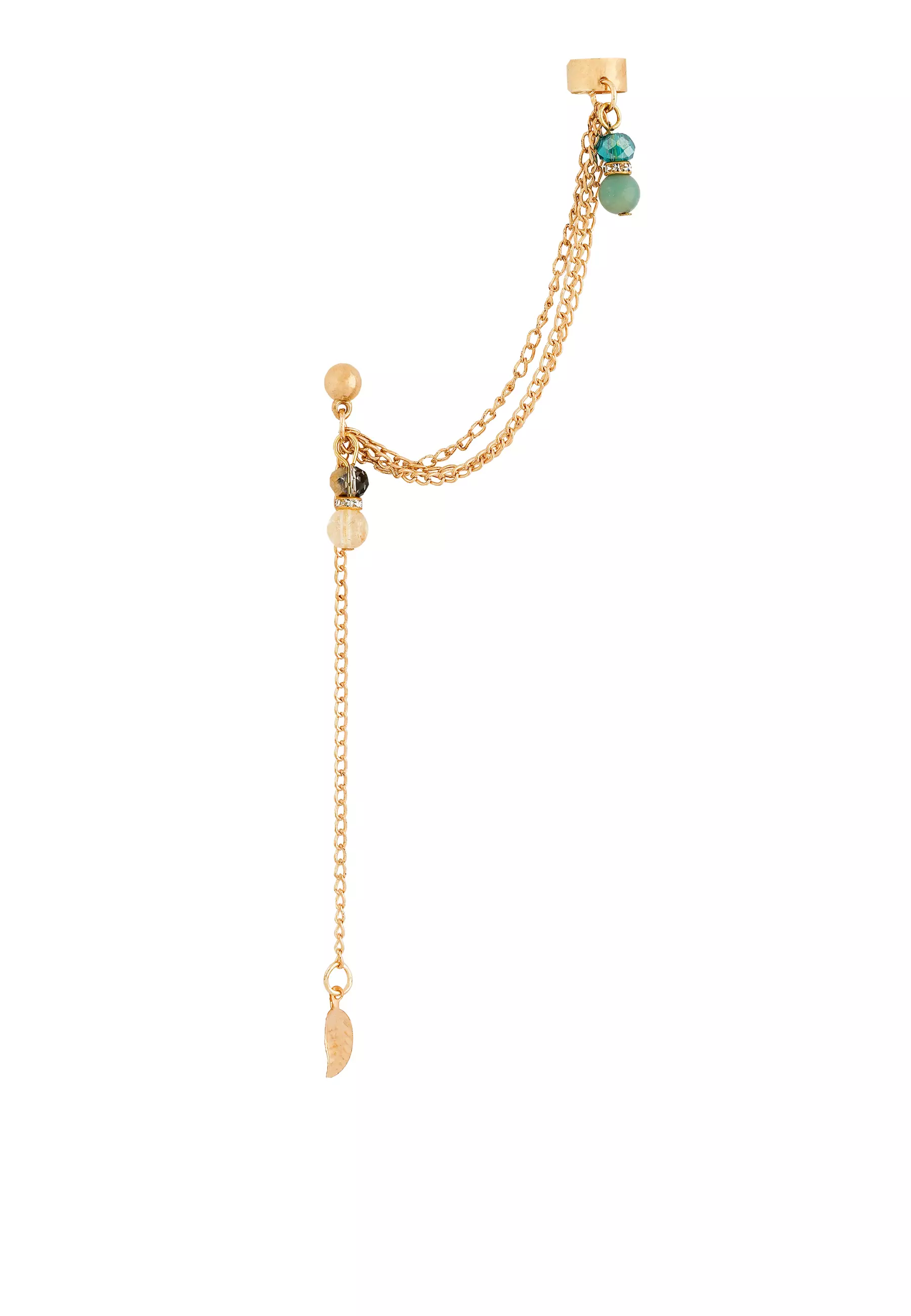 Utopia Ear Climber with Amazonite & Golden Rutilated