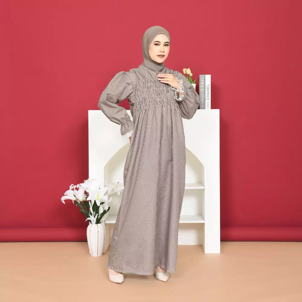 Eliana Rubber Dress - Gingham Coffee M19936 R77S3