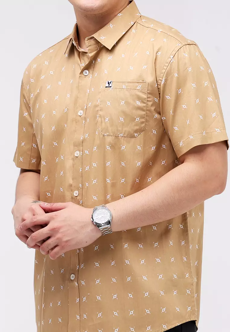 Woven Printed Poplin Short Sleeves Polo