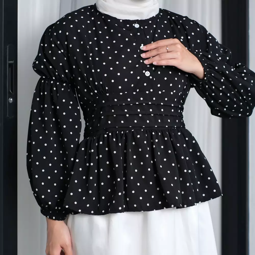 Leoni Blouse Polkadot - Polka Black M20084 R36S3