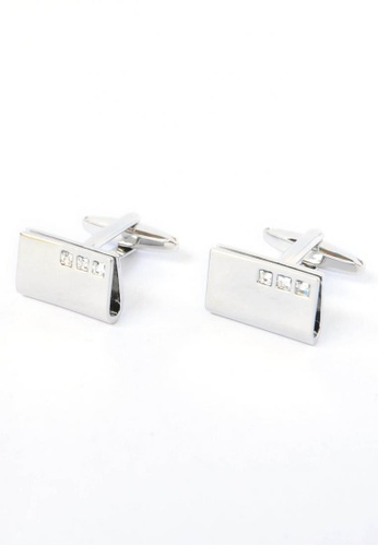 Silver Square Brushed Effect Cufflinks Lined With Quality Crystal Cuff Links New