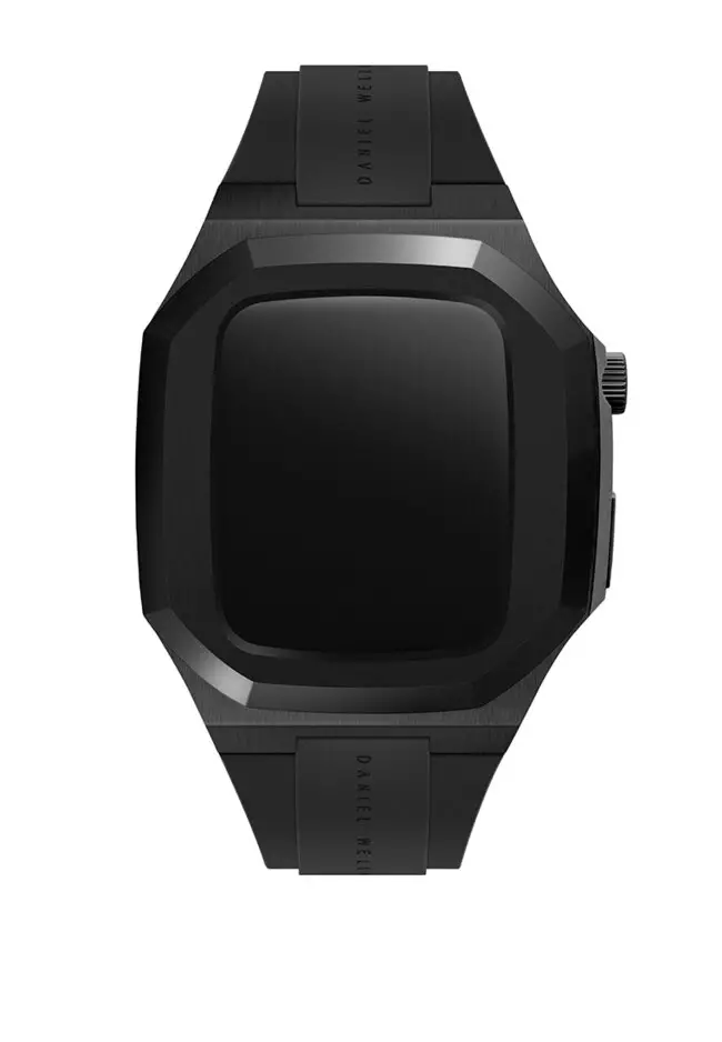 Switch Balck 40mm - Smart watch case for Apple watch series 4, 5, 6 & SE - Stainless steel case with rubber strap -DW OFFICIAL
