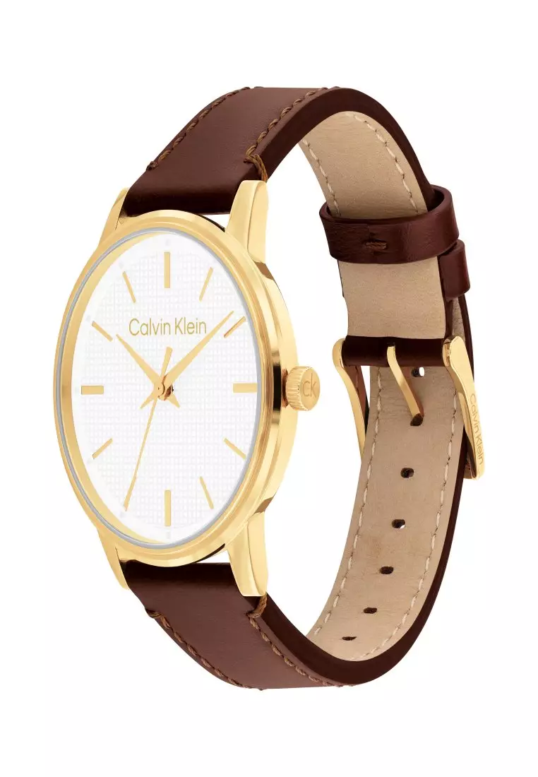 Men's Brown Leather Quartz Watch - CK25200503