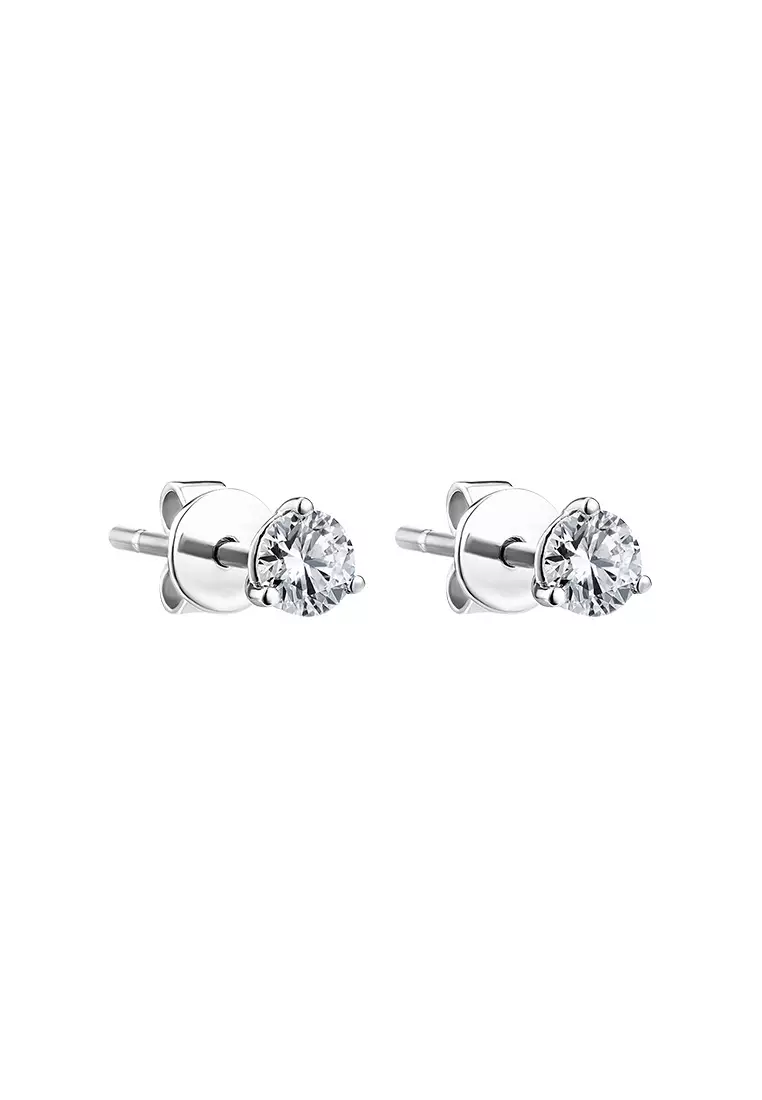 HABIB Round Diamond Stud Earrings in 750/18K White Gold 456431120-0.20