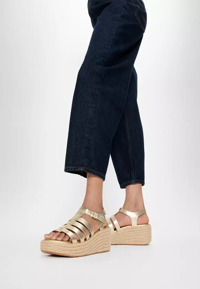 Platforms Espadrille Metallic-leather Fisherman Wedge Sandals