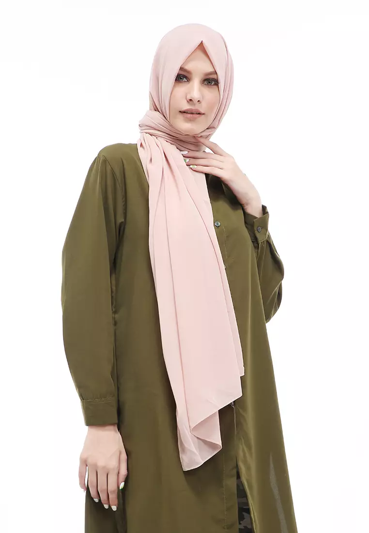 Sakilah Hijab Pashmina Ceruty Baby Doll Wanita Polos Relaxed Fit - Milo