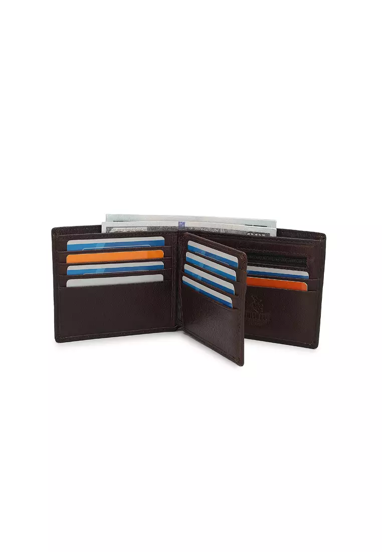 Men's Genuine Leather RFID Blocking Fortune Wallet (Genuine 皮具錢包) - 棕色