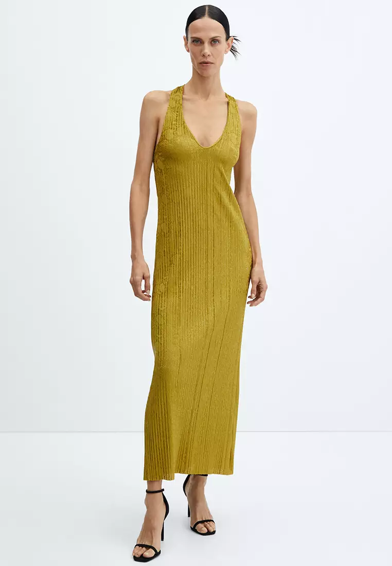 Mango green deals pleated dress