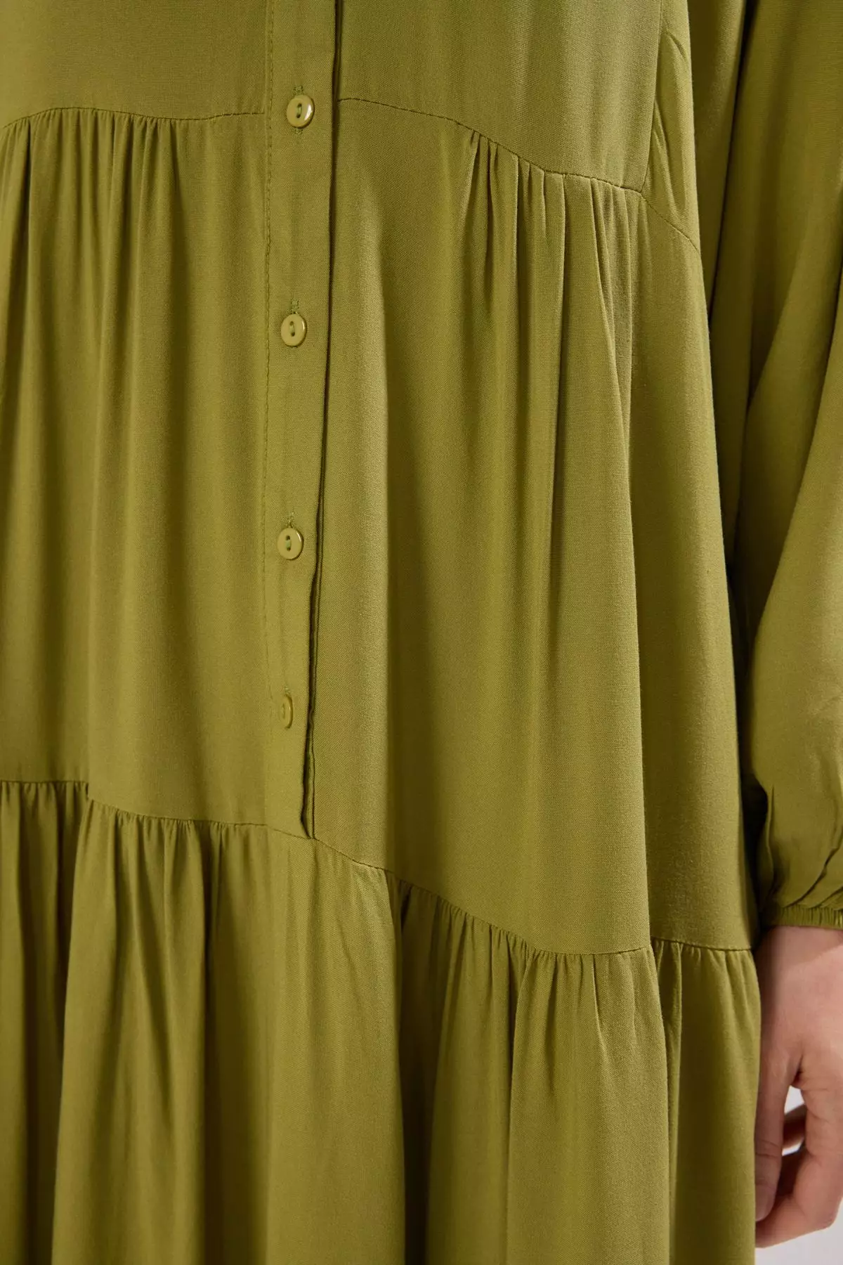 Oil Green Viscose Woven Dress Tctss24Eb00221