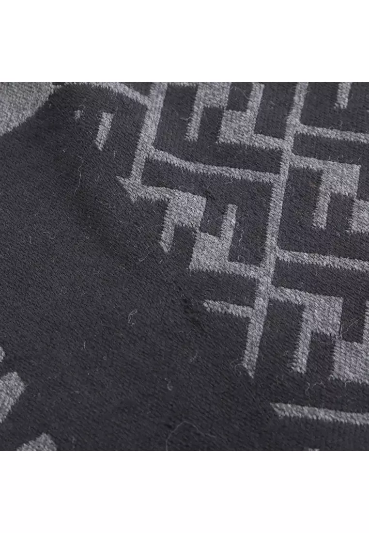 Pre-Loved Fendi FF pattern Scarf wool silk gray black