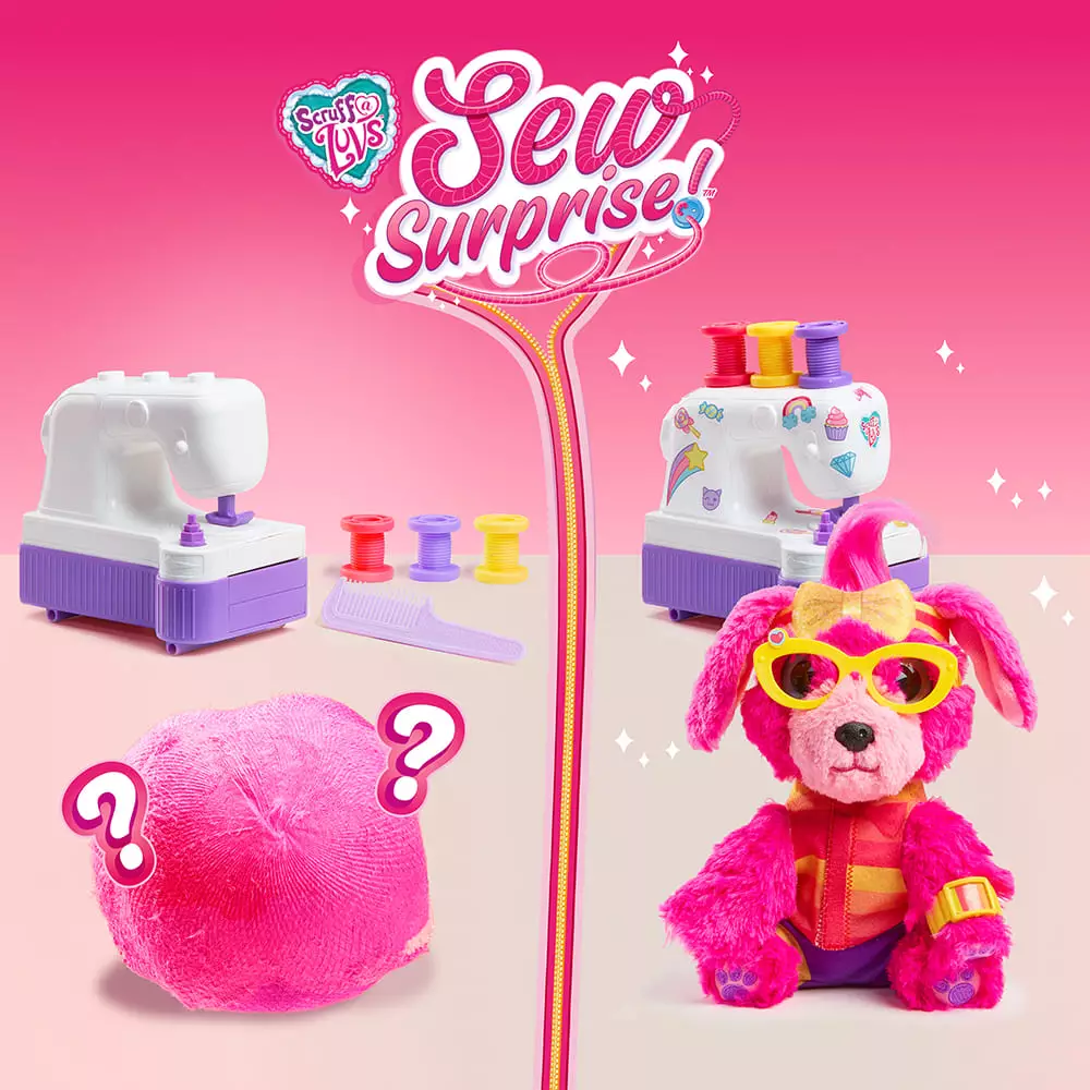 Scruff A Luvs Surprise Sew Wow Pink - Mainan Boneka Surprise