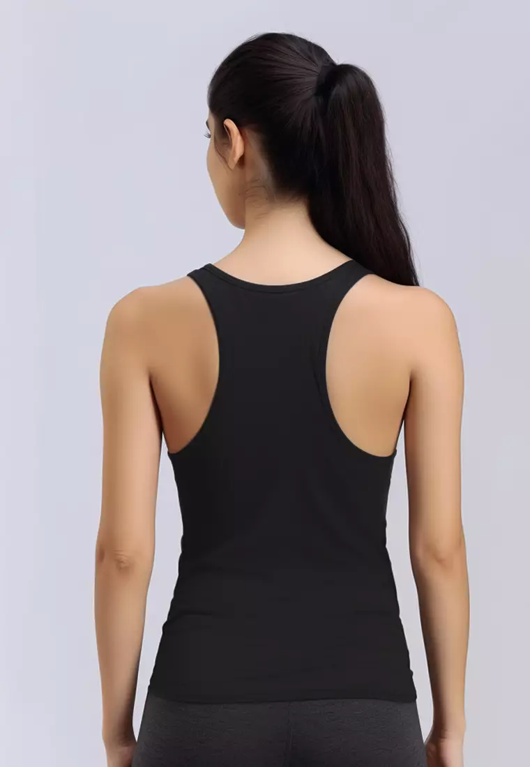LSC19 Tank top olahraga wanita kutung sleeveless lari jogging running "rise and run" drifit hitam