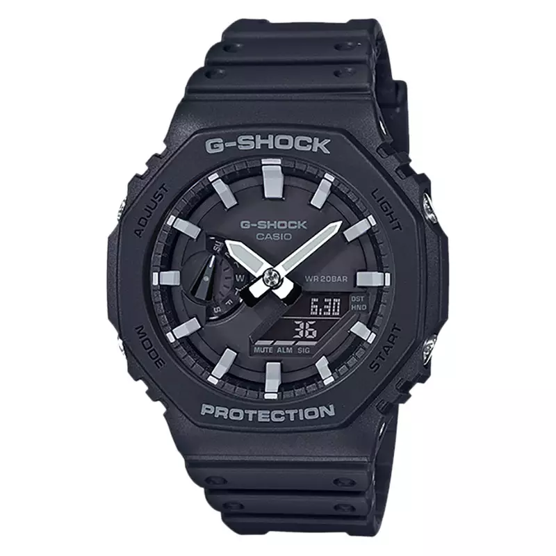 Jam Tangan Pria Casio G-Shock GA-2100-1AER CasiOak Men Digital Analog Dial Black Resin Band