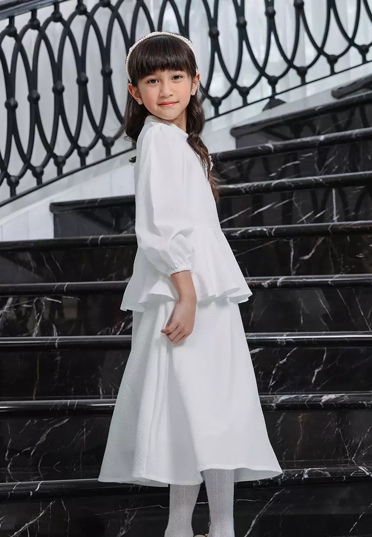 Little X eight Girl Aqeela Gamis - Gamis Anak Perempuan Putih - Family Collection - Eid Collection Koleksi Lebaran Sarimbit Keluarga Junior