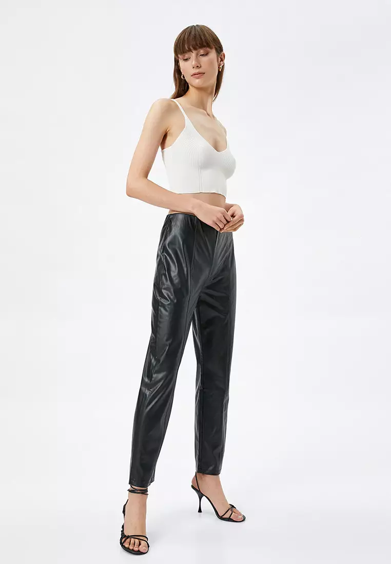 Faux Leather Straight Pants