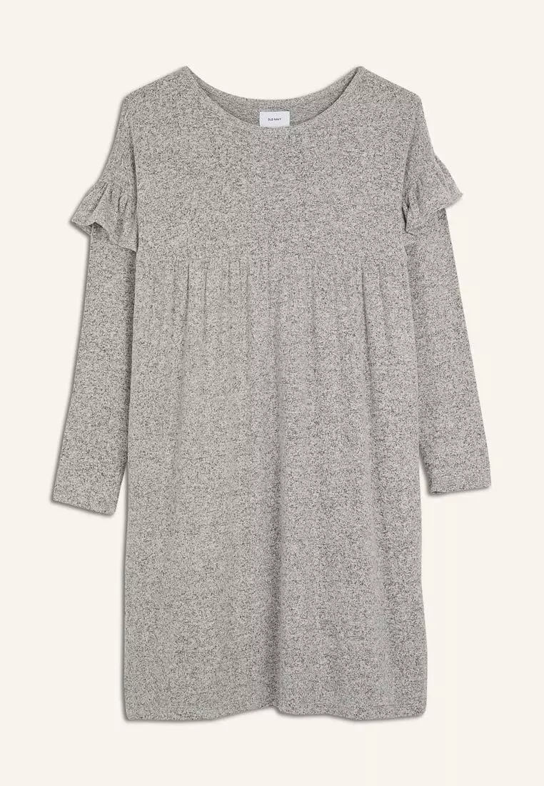 plush knit swing dress old navy OLD NAVY Short Sleeve Tiered Slub-Knit Mini Swing Dress L Large White  818041 NEW