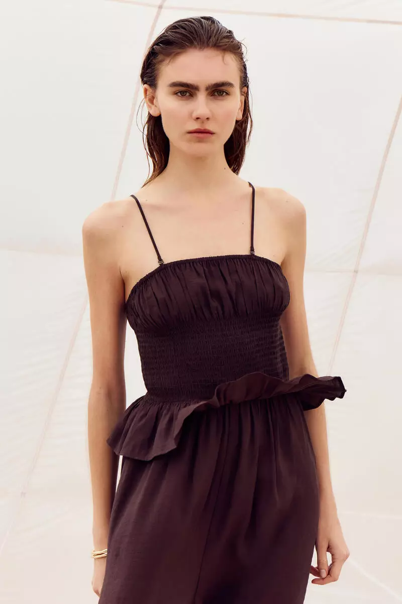 Frill-trimmed bandeau jumpsuit
