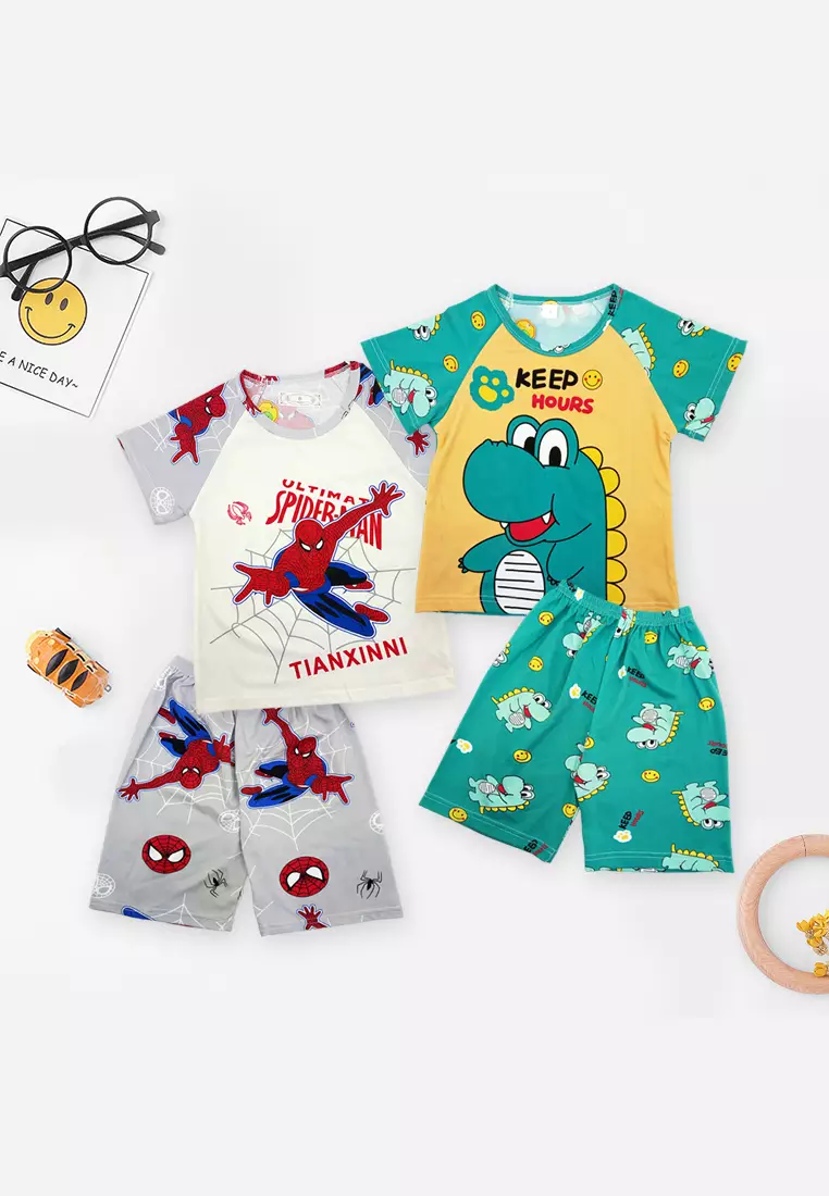 Setelan Anak Baju Lengan Pendek Set Baju Tidur Celana Kaos Motif Karakter Lucu One Piece Import Venrz 4334