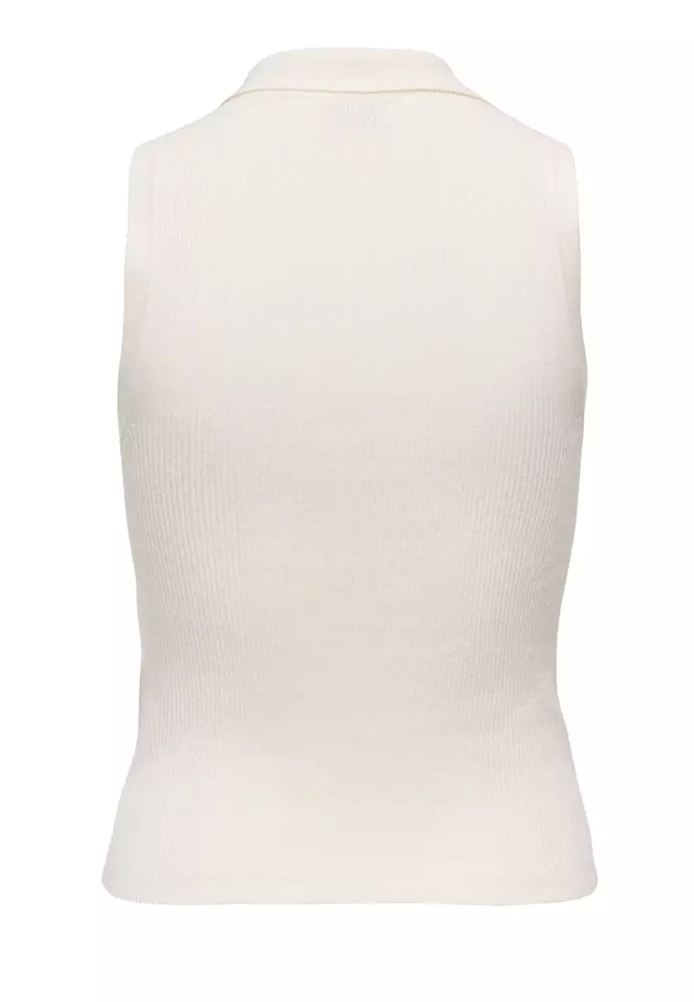Sleeveless Knit Collar Top