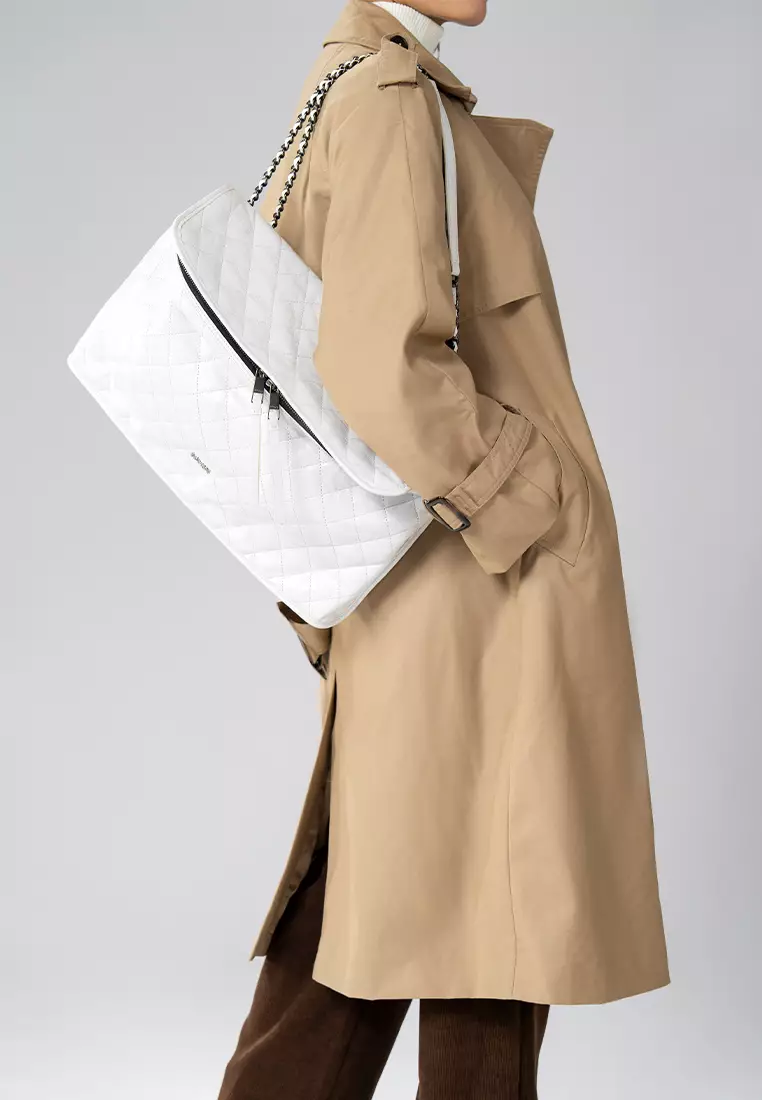 CUBE-II Large Chain Crossbody Bag - White