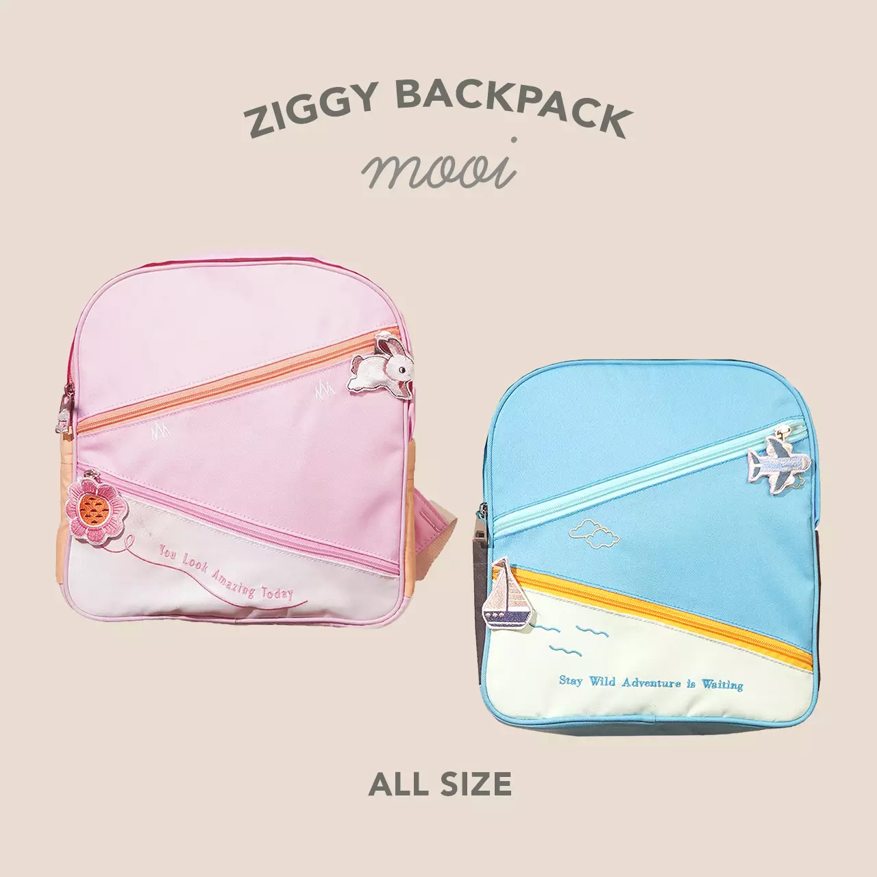 Mooi Tas Ransel Anak Ziggy Backpack - Pink Bunny