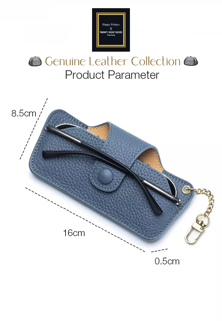 Full Grain Leather Minimalist Snap Button Glasses Case JW AN-9990