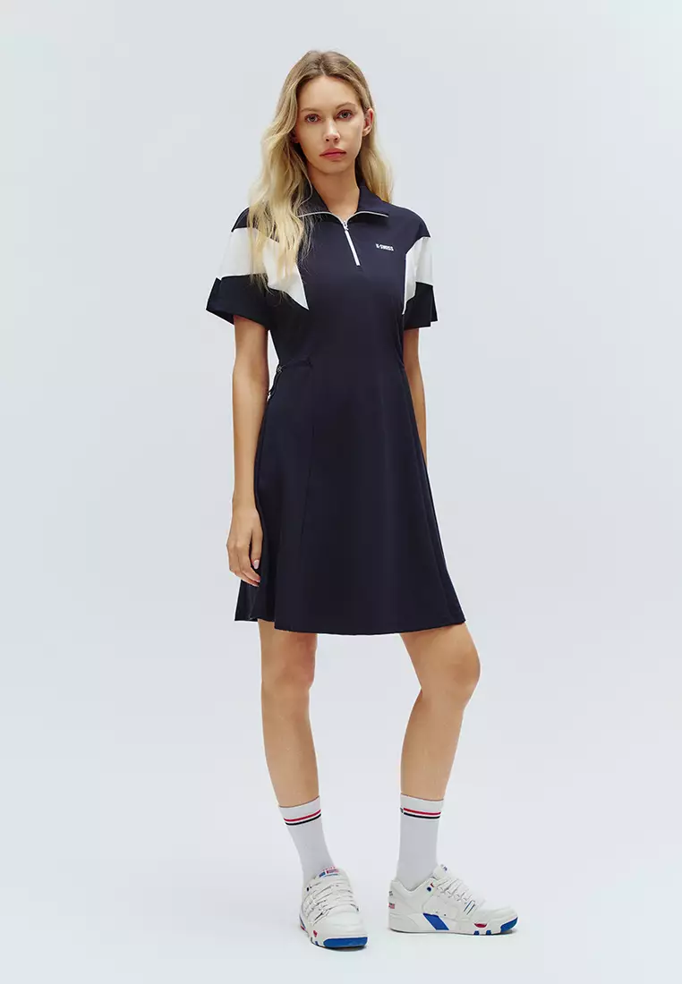 女裝 K-SWISS LOGO 拼色半拉鏈 POLO 連身裙