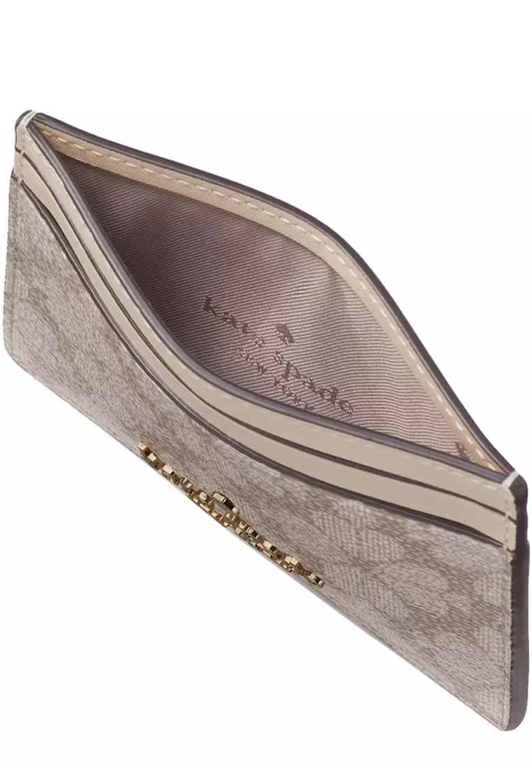 Signature Spade Flower Small Slim Card Holder in Dark Beige Multi KI371